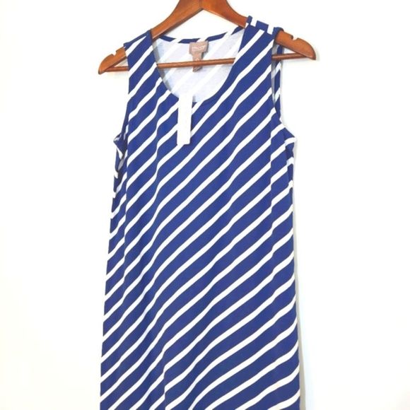 NWT Chico's Striped Cotton Sleeveless Midi Sun Dress Size 0 - Picture 3 of 6